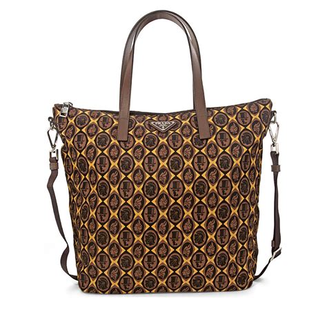 prada printed nylon tote giallo cornici|prada totes for women.